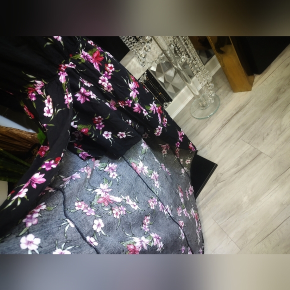 U2B Black Floral Strapless Hi Low Romper MD - Picture 8 of 13